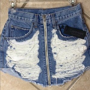 LF Stores Denim Distressed Jean Skirt